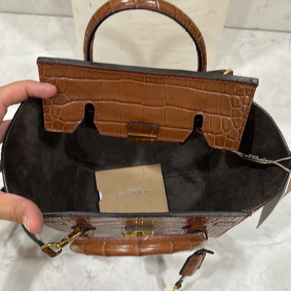 Micheal Kors Campbell Mini Crocodile Embossed Leather Satchel - Picture 13 of 17